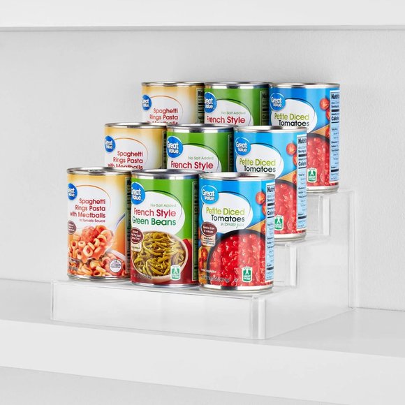 NEW The Home Edit Original Clear Plastic Pantry Storage Cabinet Riser 3 tier Can - Picture 1 of 4